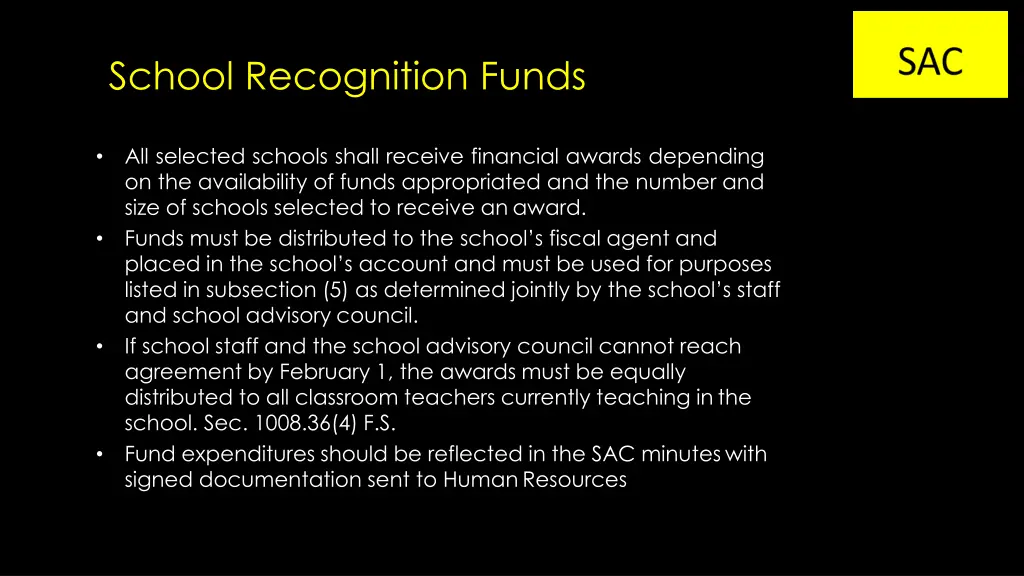 school recognition funds