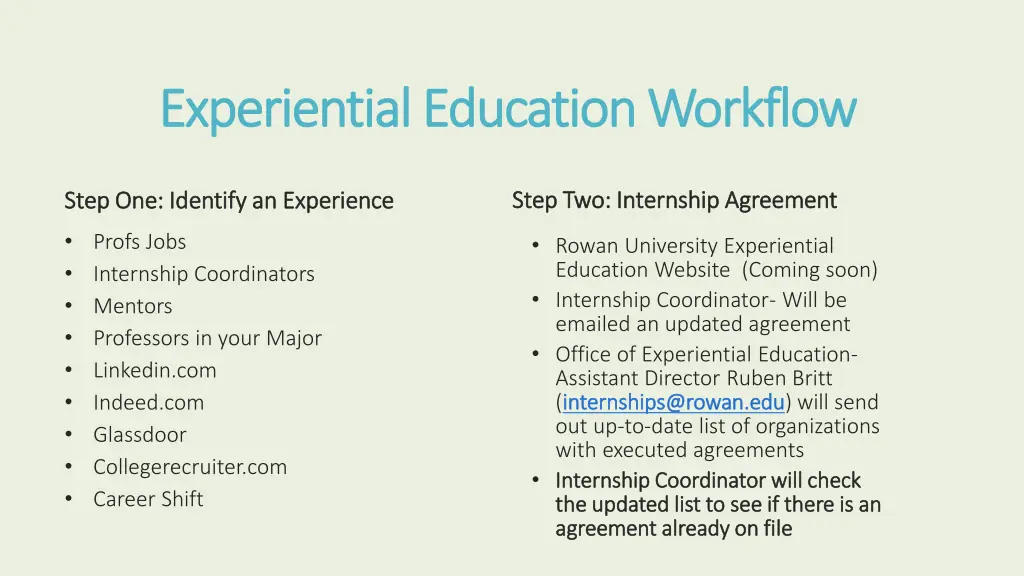 experiential education workflow experiential