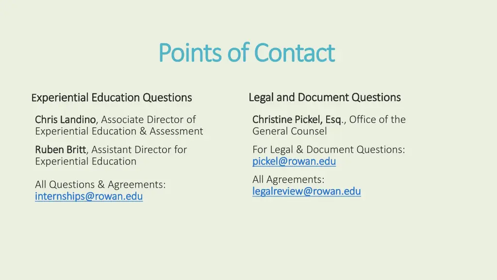 points of contact points of contact