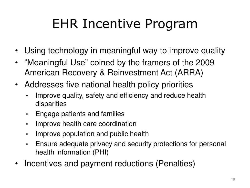 ehr incentive program