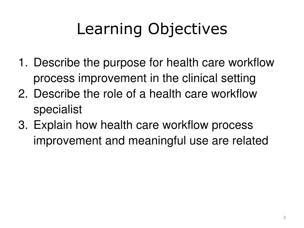 learning objectives