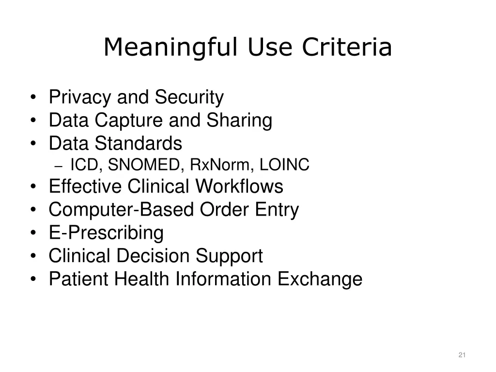 meaningful use criteria