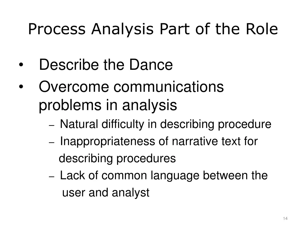 process analysis part of the role