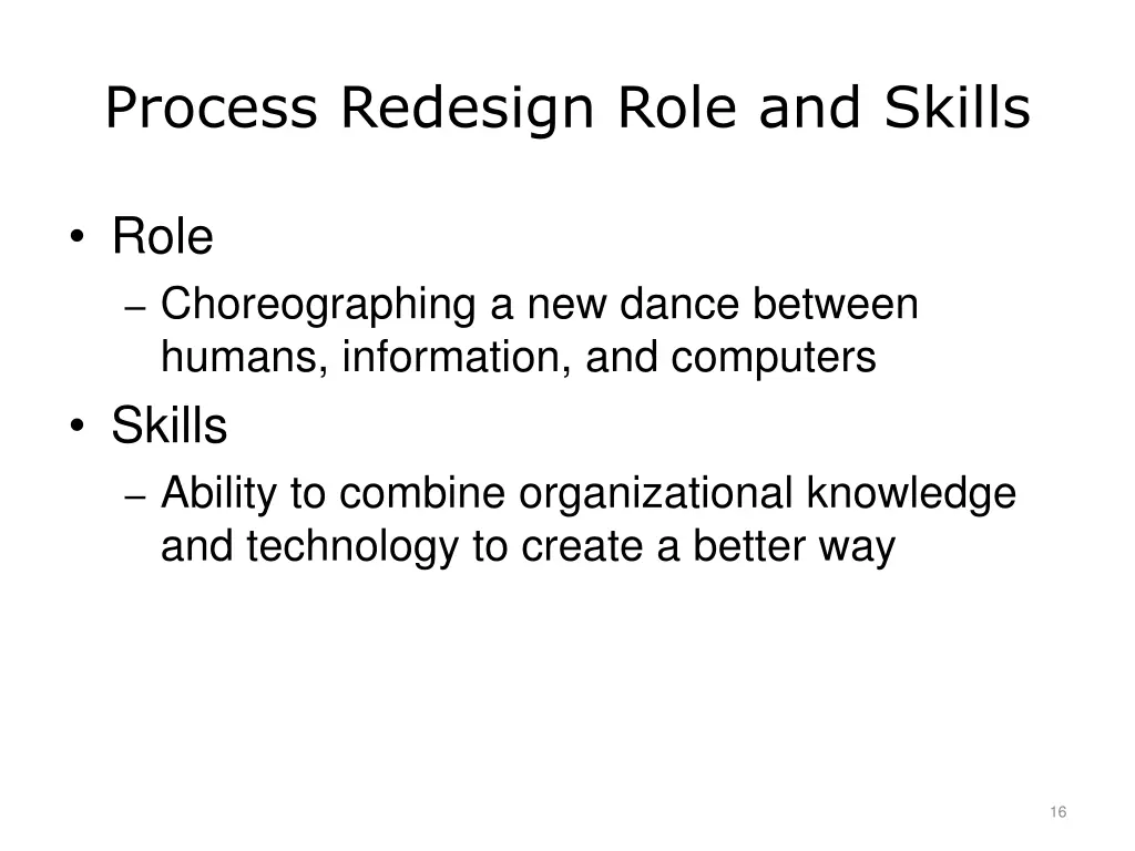process redesign role and skills