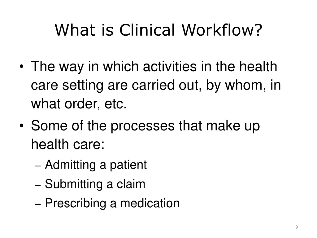what is clinical workflow
