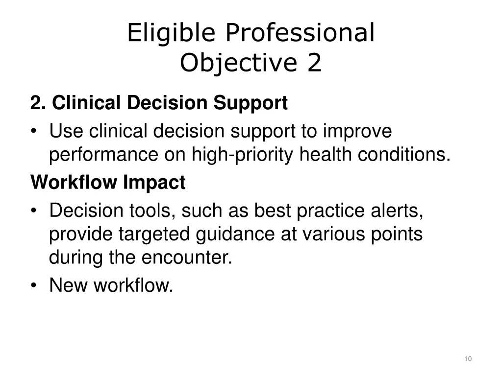eligible professional objective 2
