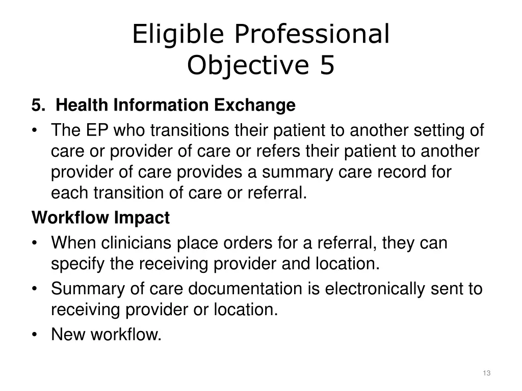 eligible professional objective 5