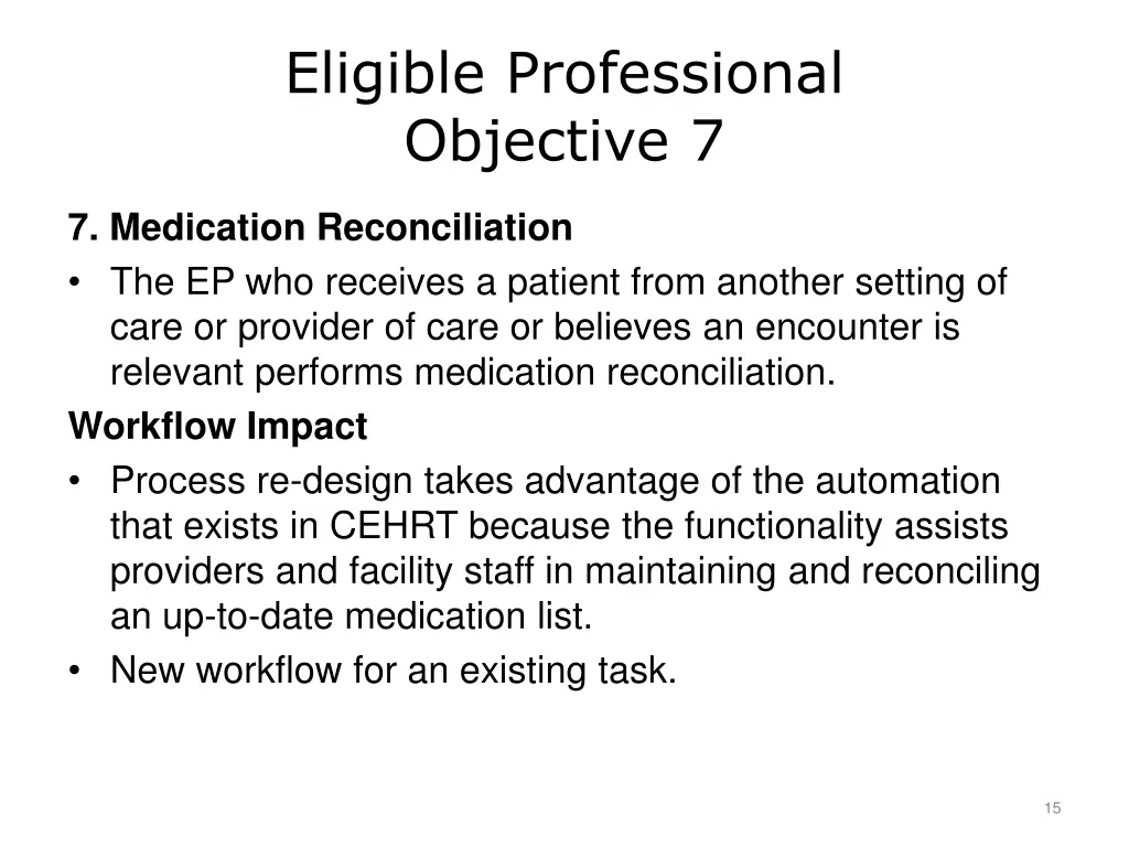 eligible professional objective 7