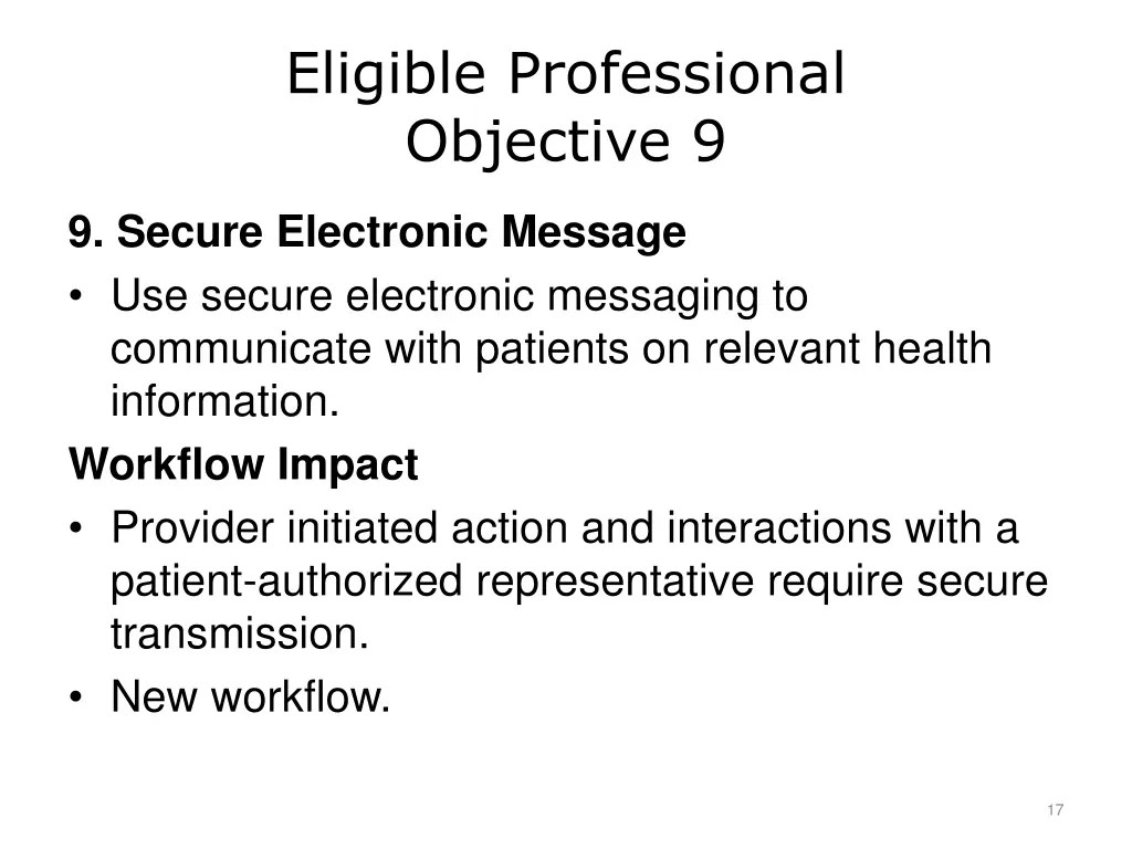 eligible professional objective 9
