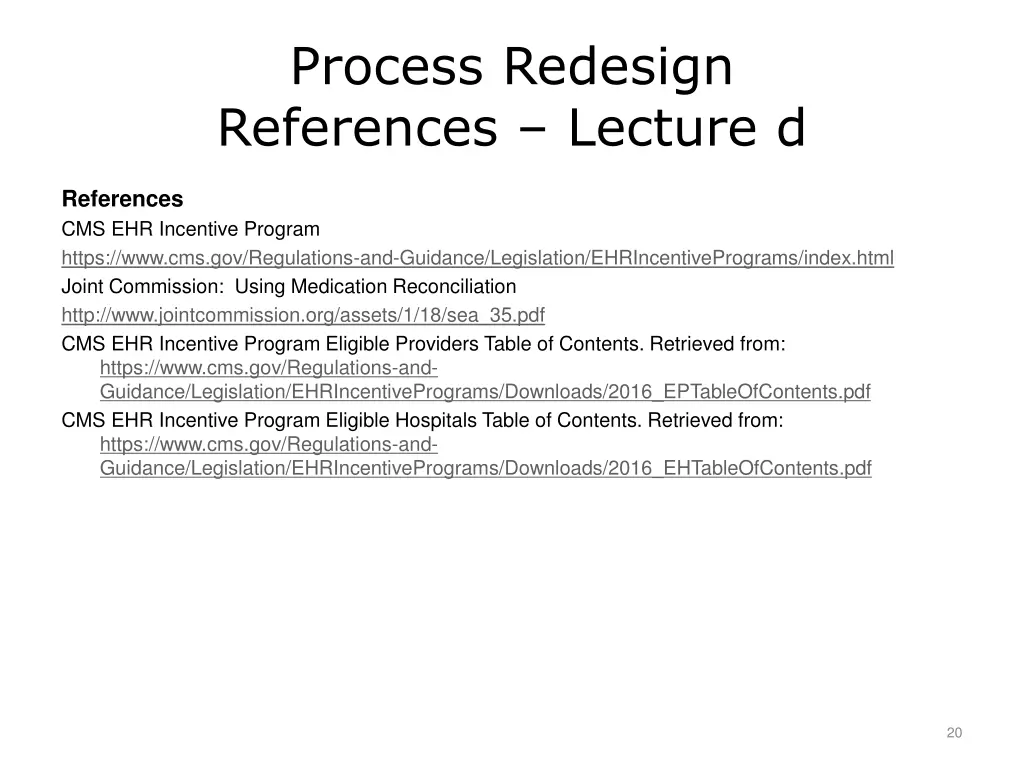 process redesign references lecture d