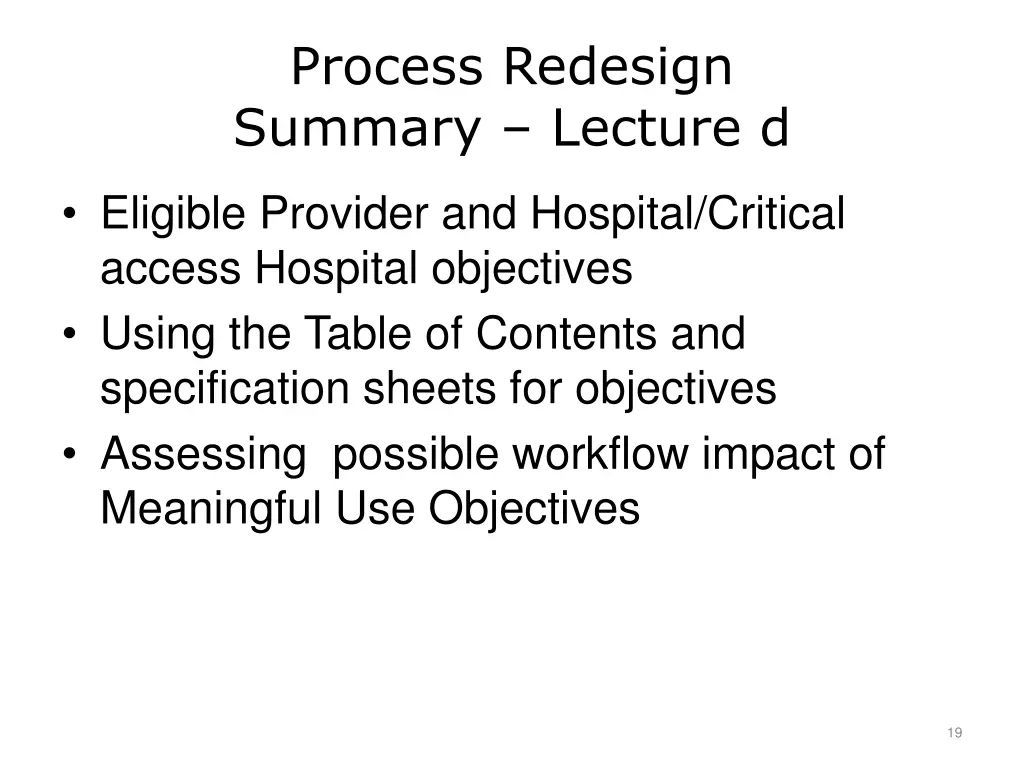 process redesign summary lecture d