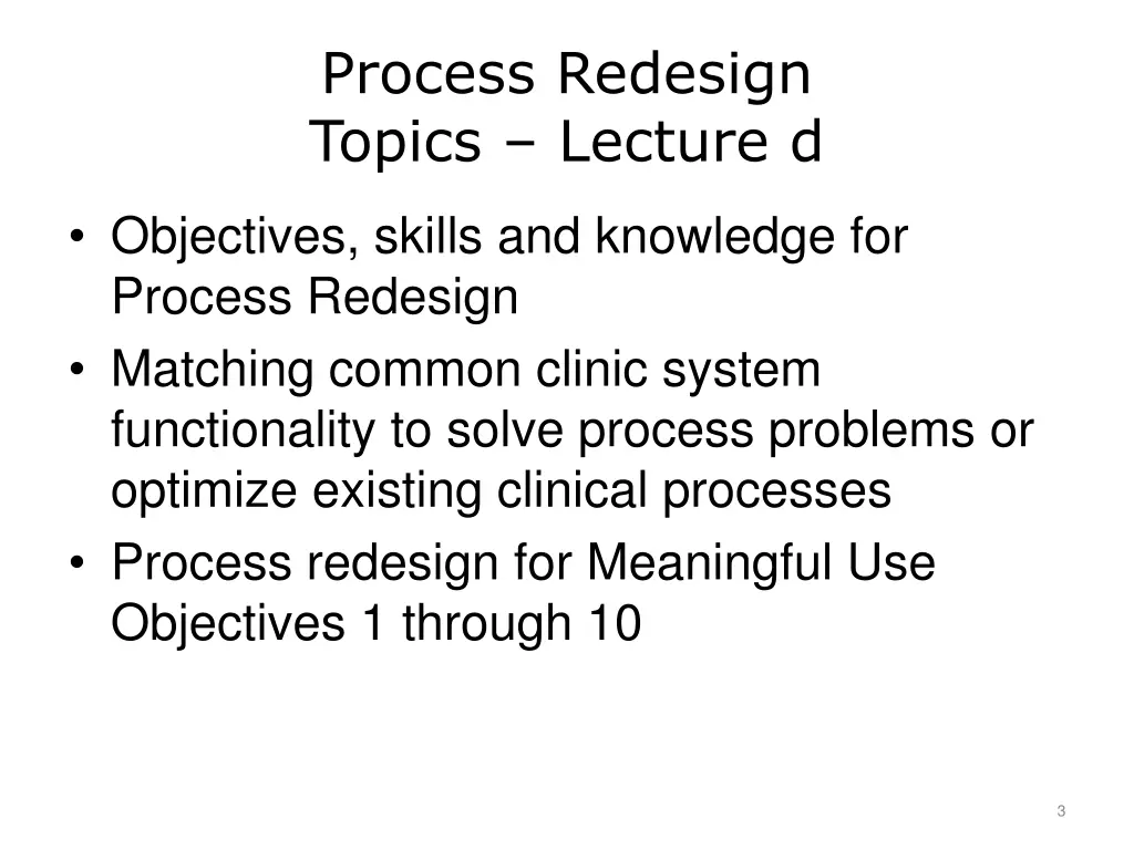 process redesign topics lecture d