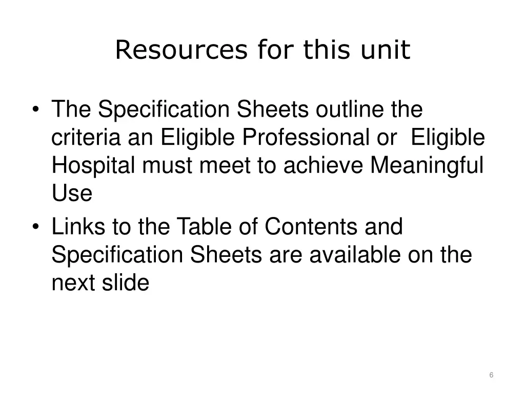 resources for this unit