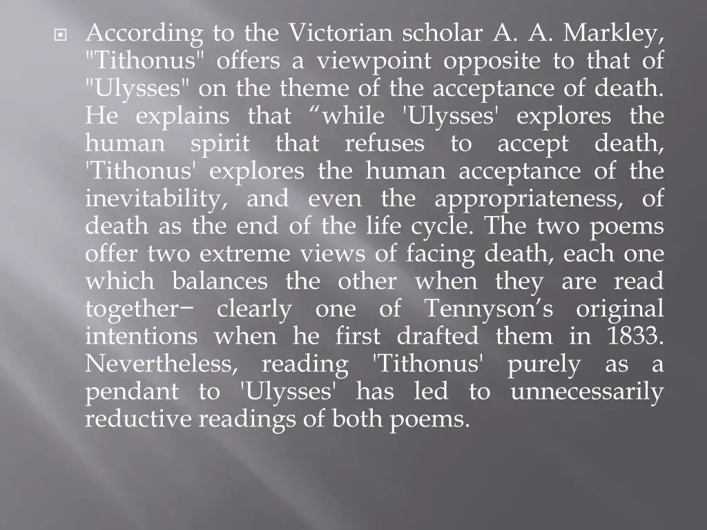 according to the victorian scholar a a markley