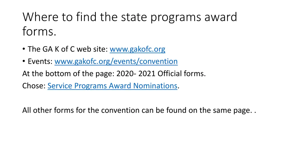 where to find the state programs award forms