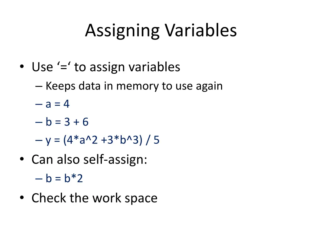 assigning variables