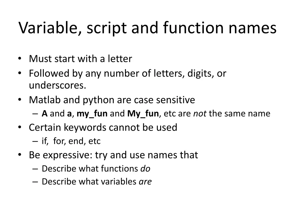 variable script and function names