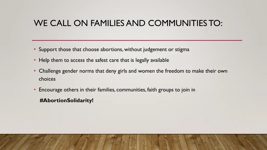 we call on families and communities to