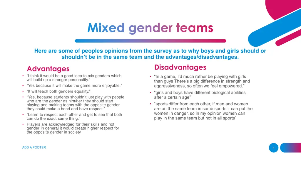 mixed gender teams