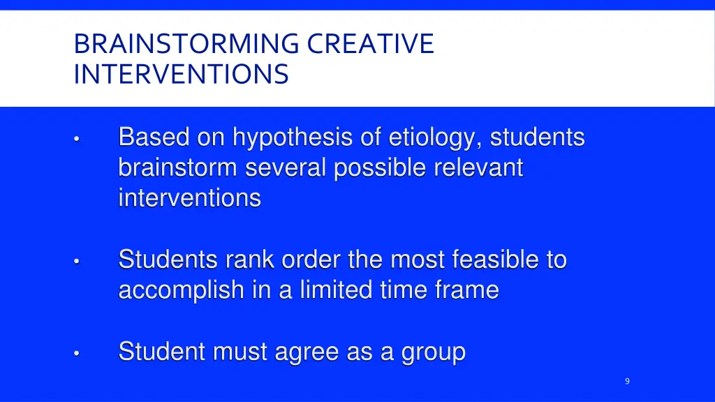 brainstorming creative interventions