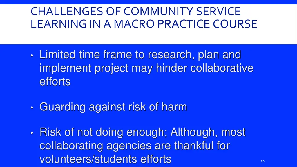 challenges of community service learning