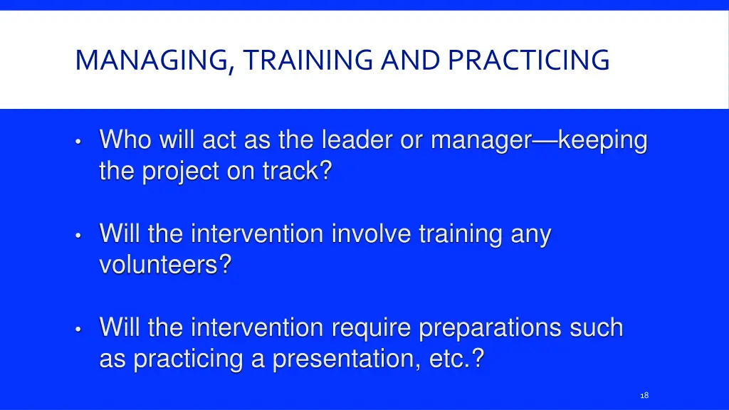 managing training and practicing