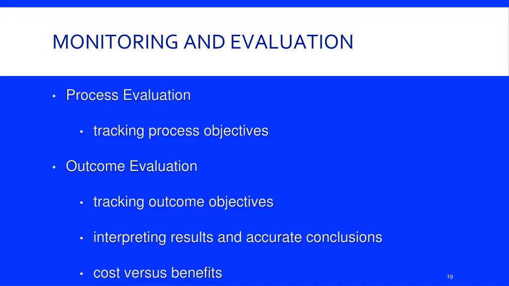 monitoring and evaluation