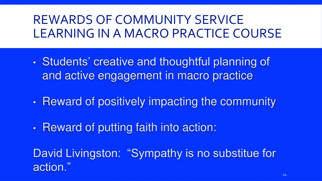 rewards of community service learning in a macro