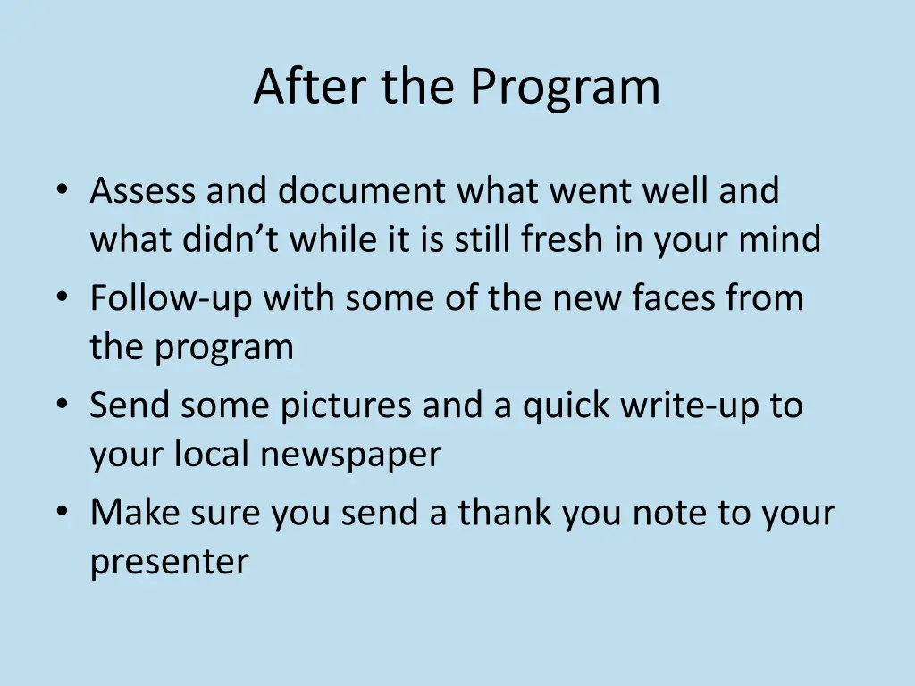 after the program