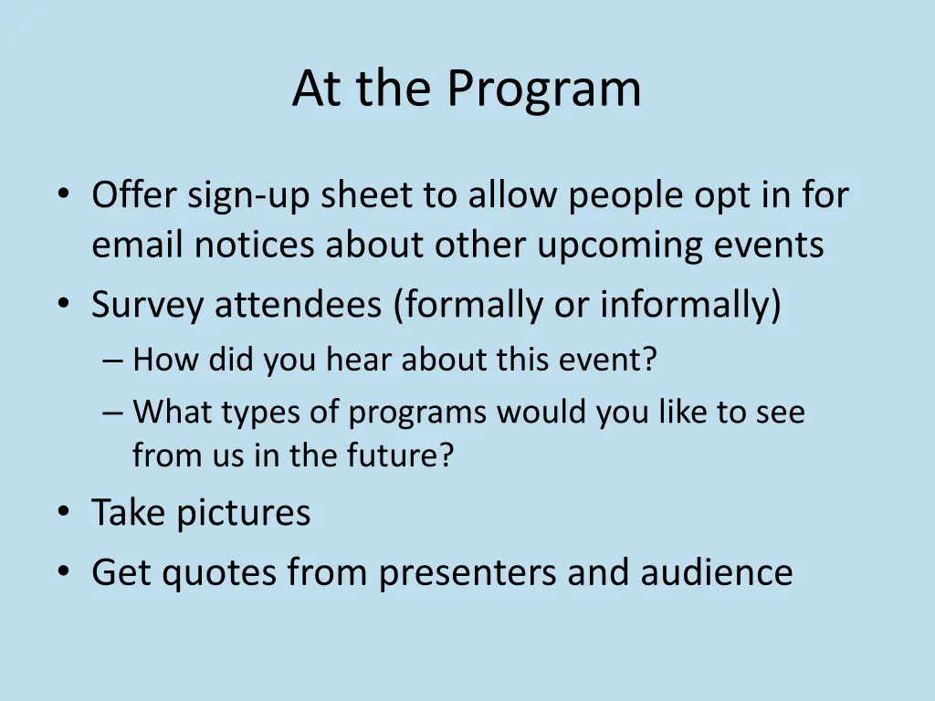at the program