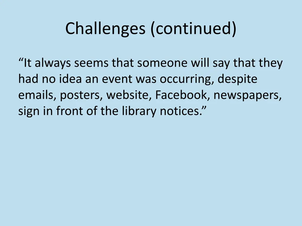 challenges continued 2