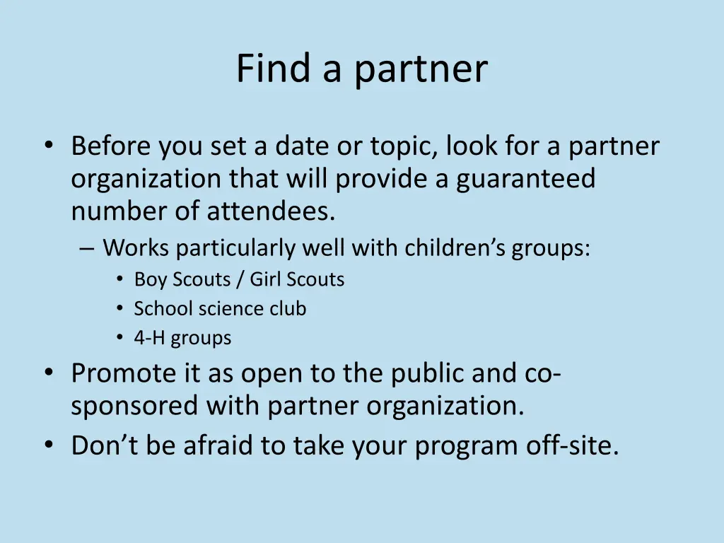 find a partner