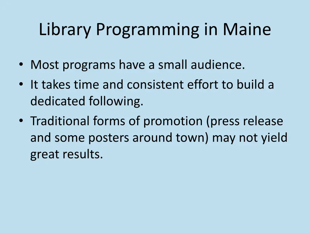 library programming in maine