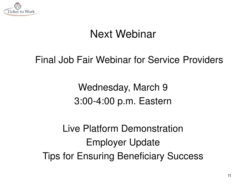 next webinar
