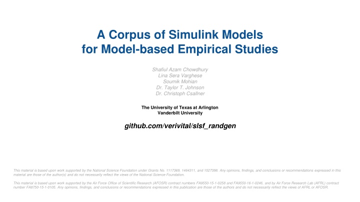 a corpus of simulink models for model based