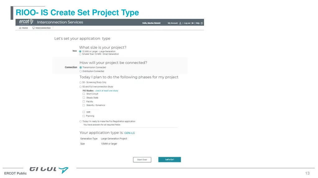 rioo is create set project type