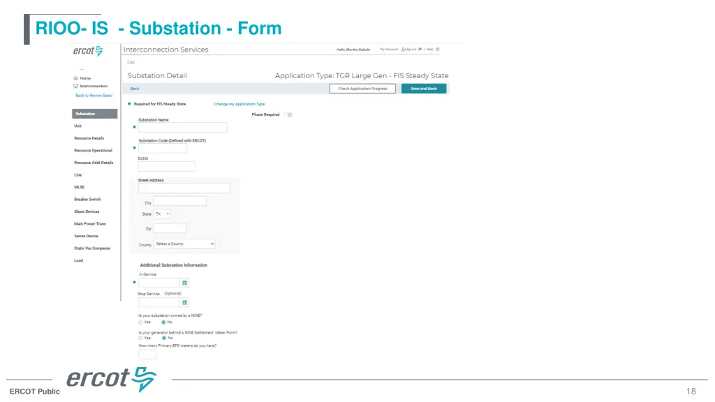 rioo is substation form