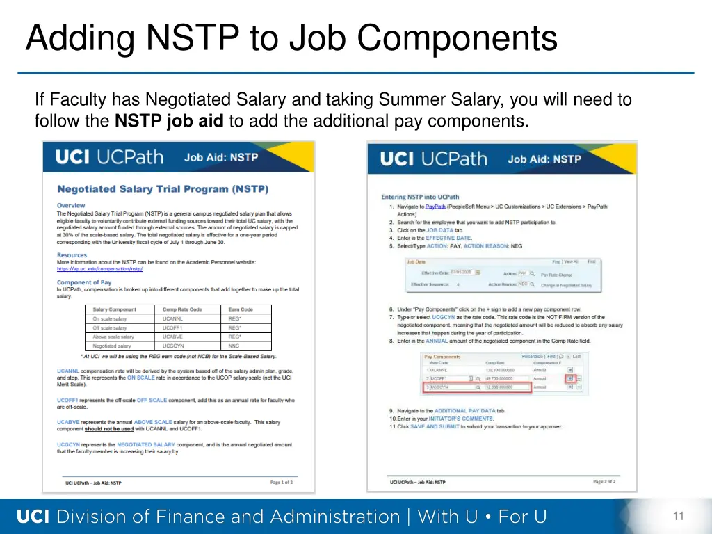 adding nstp to job components