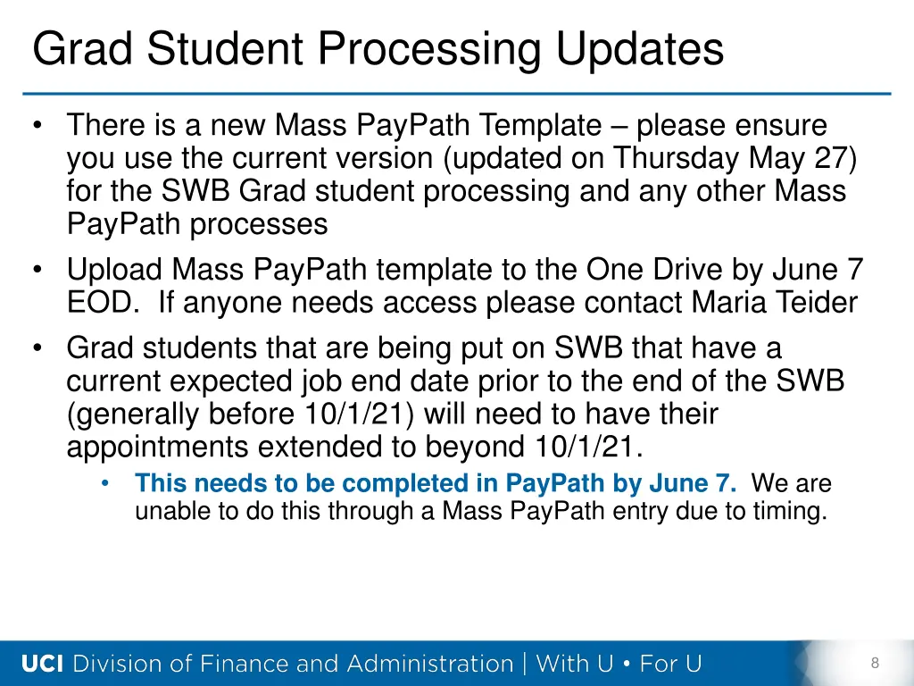 grad student processing updates