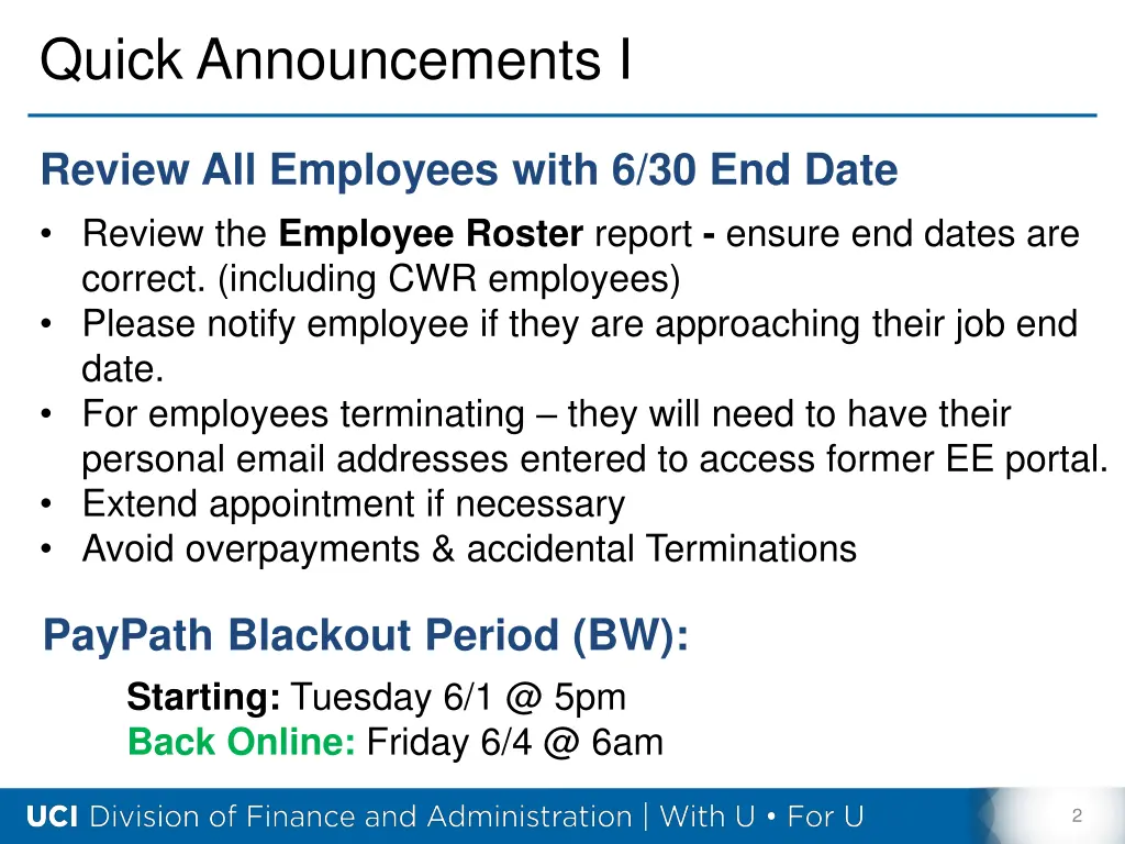 quick announcements i