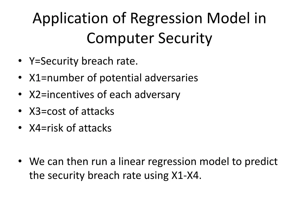 application of regression model in computer