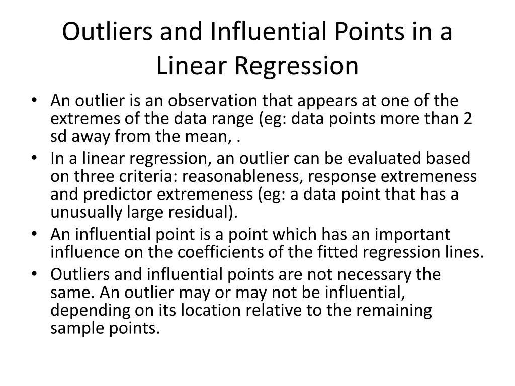 outliers and influential points in a linear