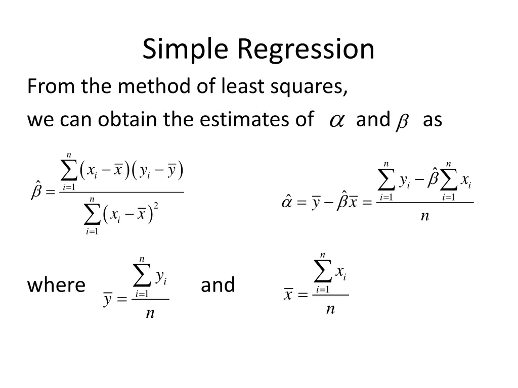 simple regression from the method of least