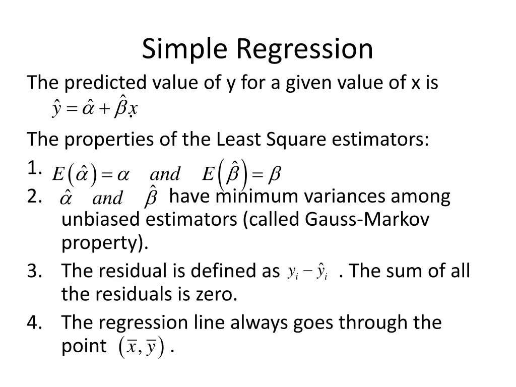 simple regression the predicted value