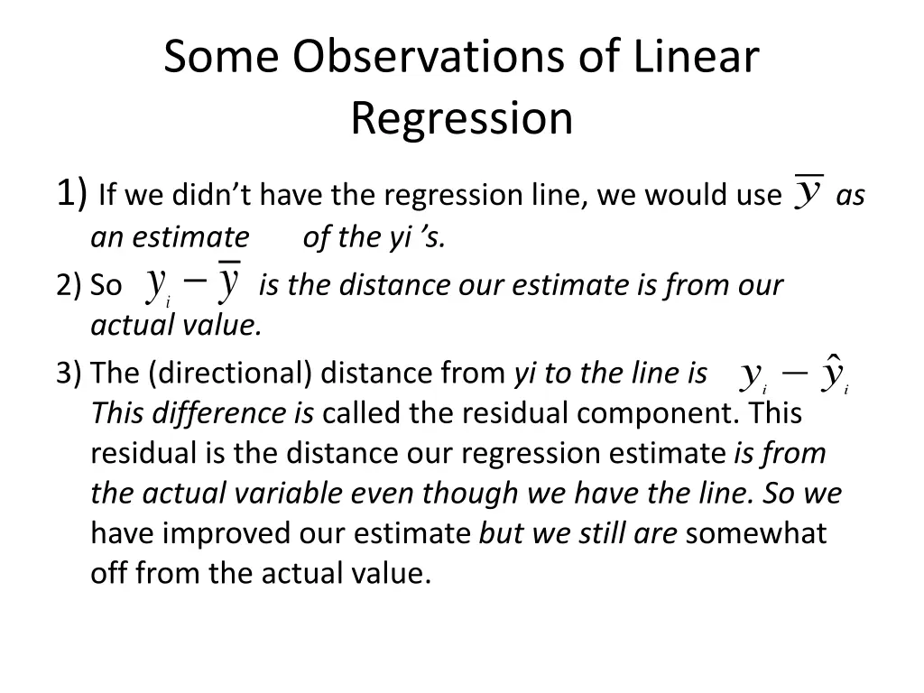 some observations of linear regression