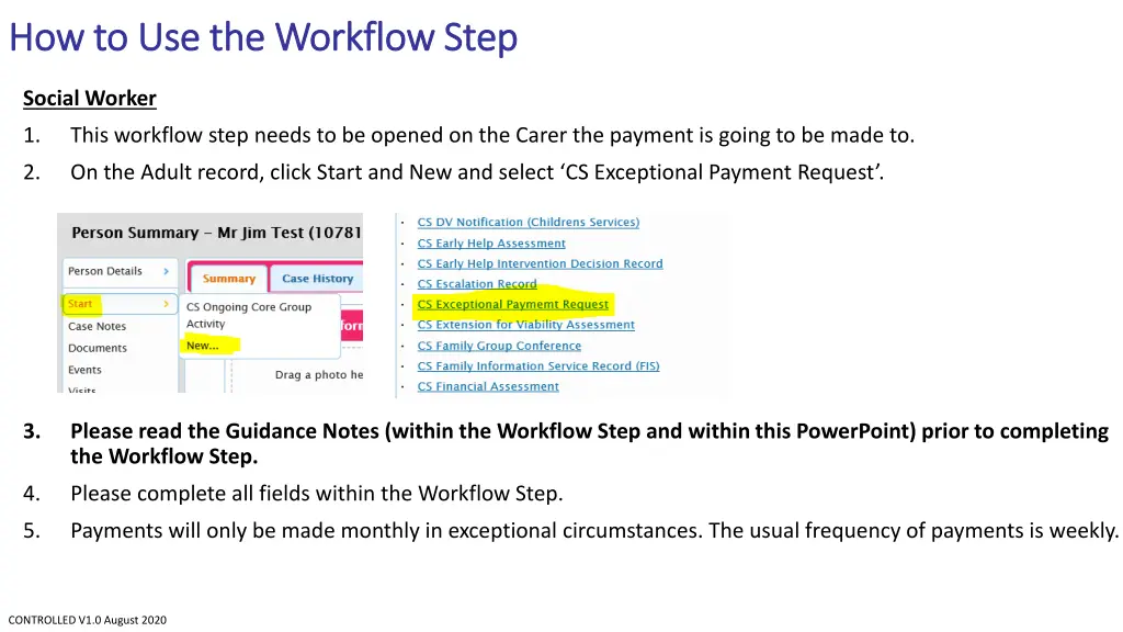 how to use the workflow step