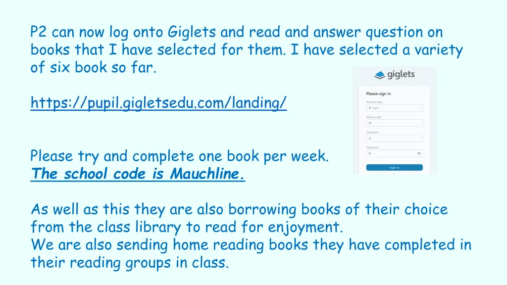 p2 can now log onto giglets and read and answer