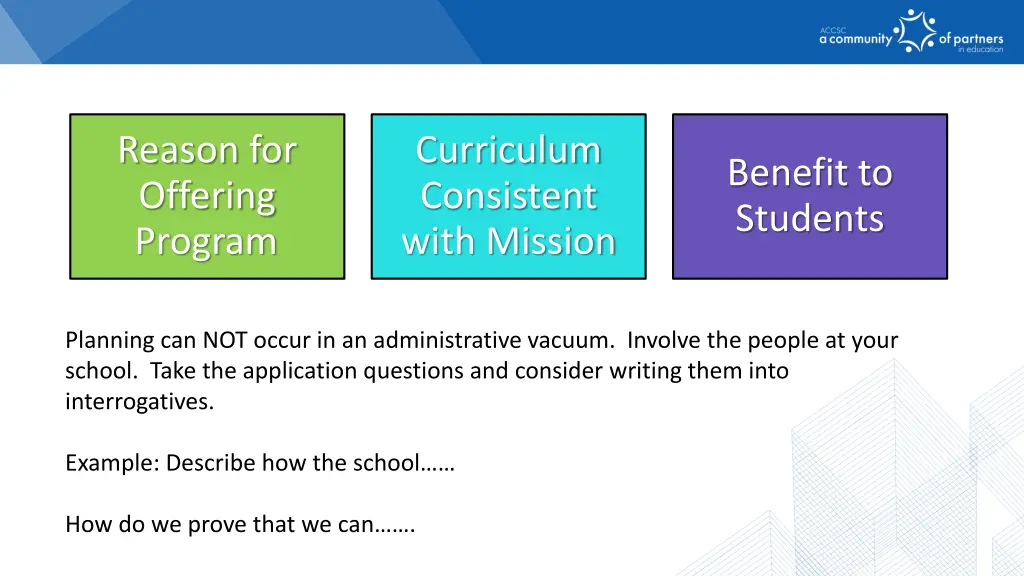 reason for offering program