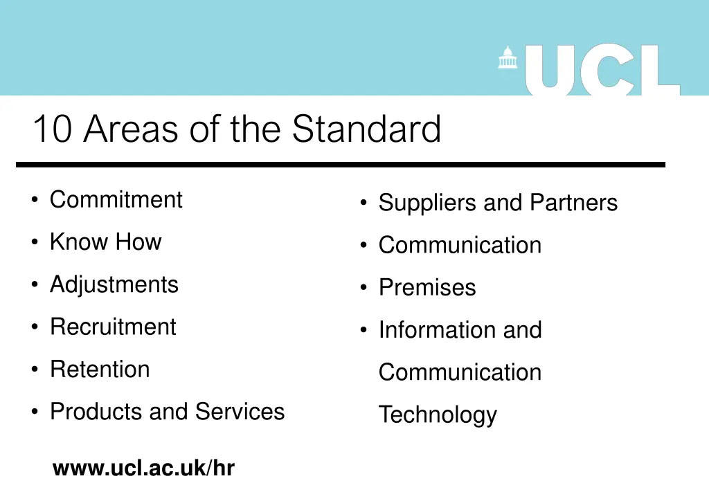 10 areas of the standard