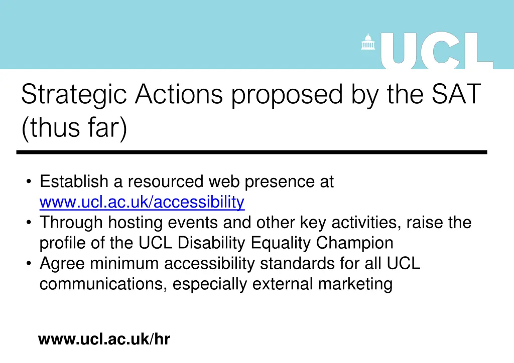 strategic actions proposed by the sat thus far